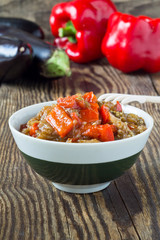 Delicious roasted red pepper and eggplant dish