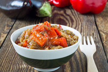 Delicious roasted red pepper and eggplant dish