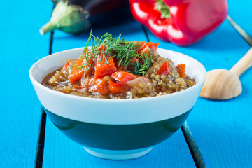 Delicious roasted red pepper and eggplant dish
