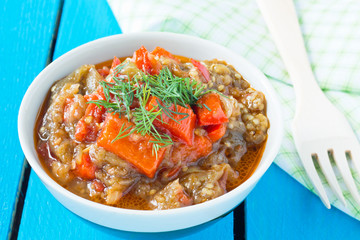 Delicious roasted red pepper and eggplant dish