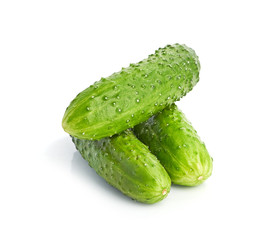 green cucumbers  isolated on white background