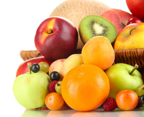 Assortment of juicy fruits, isolated on white