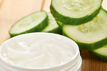 face mask with cucumber slices