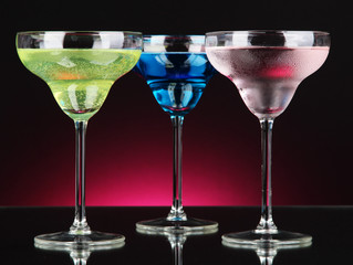 Cocktails on dark color background