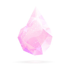 Geometric crystal pink drop. Vector.