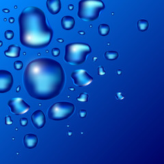 Fototapeta na wymiar waterdrops on blue background