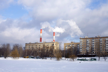 Russian winter in Moscow city