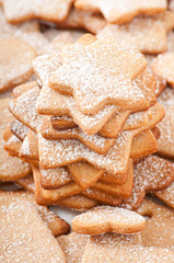 Homemade Christmas cookies sprinkled with powdered sugar