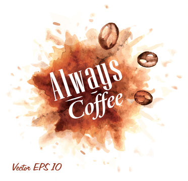 Fototapeta Zestaw kawy akwarelowej zawsze kawowej Kolekcja odznak stylizuje