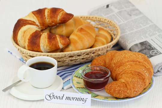 Good morning card with continental breakfast