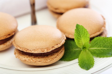 Almond cake with mint and dark chocolate.