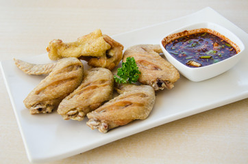 fried chicken with spicy sauce