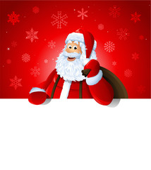 Happy Santa Claus over white blank