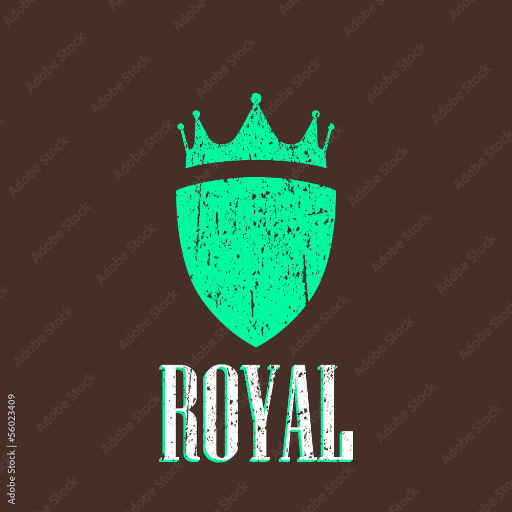 Sticker vintage illustration with crown and shield