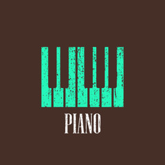 vintage illustration with the piano