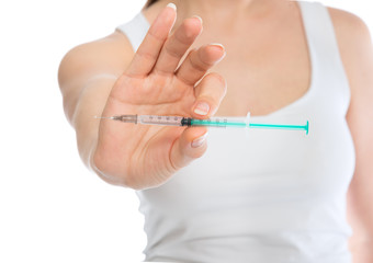 Obraz na płótnie Canvas Cukrzyca pacjenta pokaż długopis strzykawki jednorazowego użytku wtryskiwacz