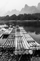 Obraz premium Boats of fishermen in the Li river