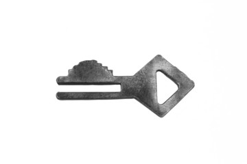 one old key on white background