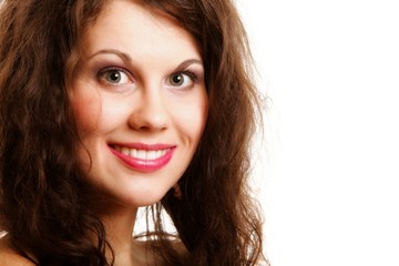 Portrait of beautiful girl long curly hair