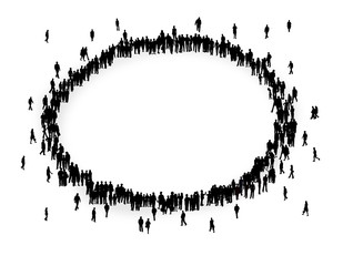 People walk to center silhouette