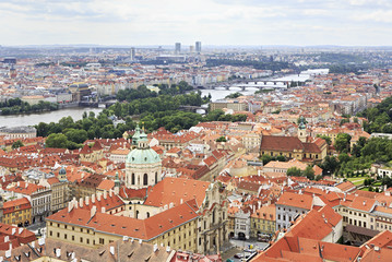 Naklejka na ściany i meble Historical center of Prague (View from the tower of Saint Vitus