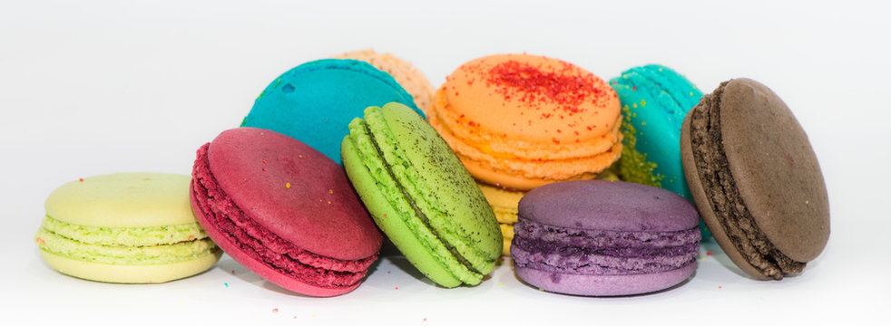 Traditional french colorful macaroons isolated