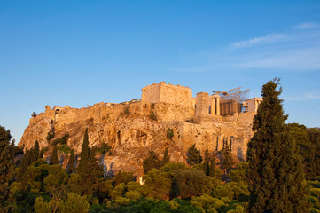 Acropolis of Athens view from Areopagus hill.