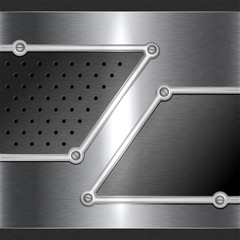 Steel metal background with perforation and screws