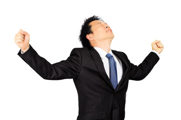 Asian business man with very exiting expression