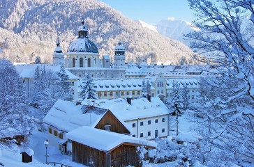 Ettal Kloster Winter - Ettal abbey in winter 01