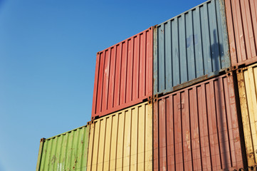Fototapeta premium Stack of Cargo Containers