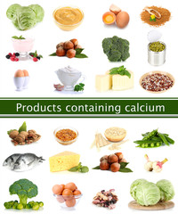 Collage of products containing calcium