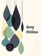 Retro Christmas card with christmas decorations