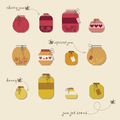 Vintage jams vector collection. Set of different confitures.  - 56033453