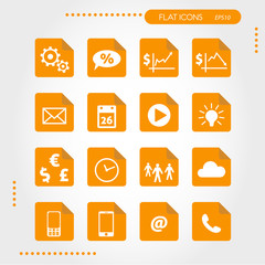 orange flat business icons
