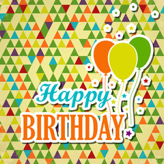 Fototapeta na wymiar colorful triangular happy birthady card with balloons