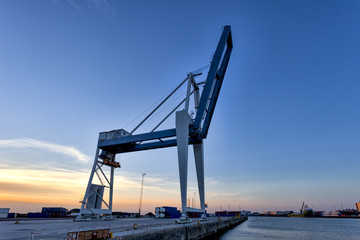 Container crane on Esbjerg harbor in Denmark