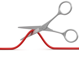Scissors and Cable (clipping path included)