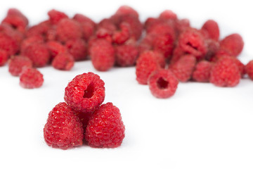 Raspberries white isolated