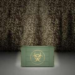 Army background with wooden box