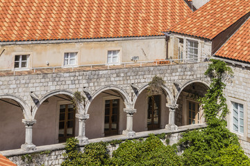 Traditional Mediterranean houses with red tiled roofs. Dubrovnik