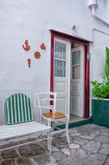 Fototapeta na wymiar Inside yard of a house, in Hydra island, Greece