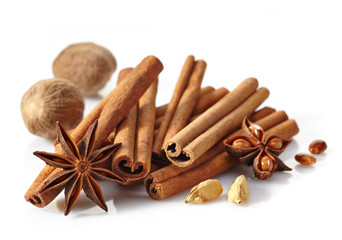 Cinnamon sticks and spices