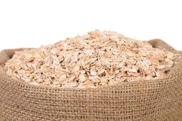 Bag of oatmeal flakes. Close up.