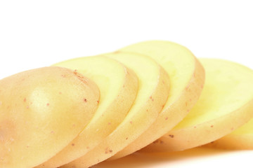 Potato slices. Close up.
