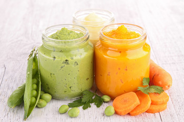 assortment of vegetable puree