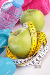 green apple and tape isolated