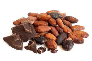 Cacao beans and chocolate