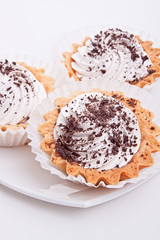 Dessert cake on white background