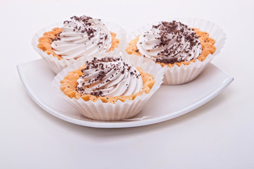 Dessert cake on white background